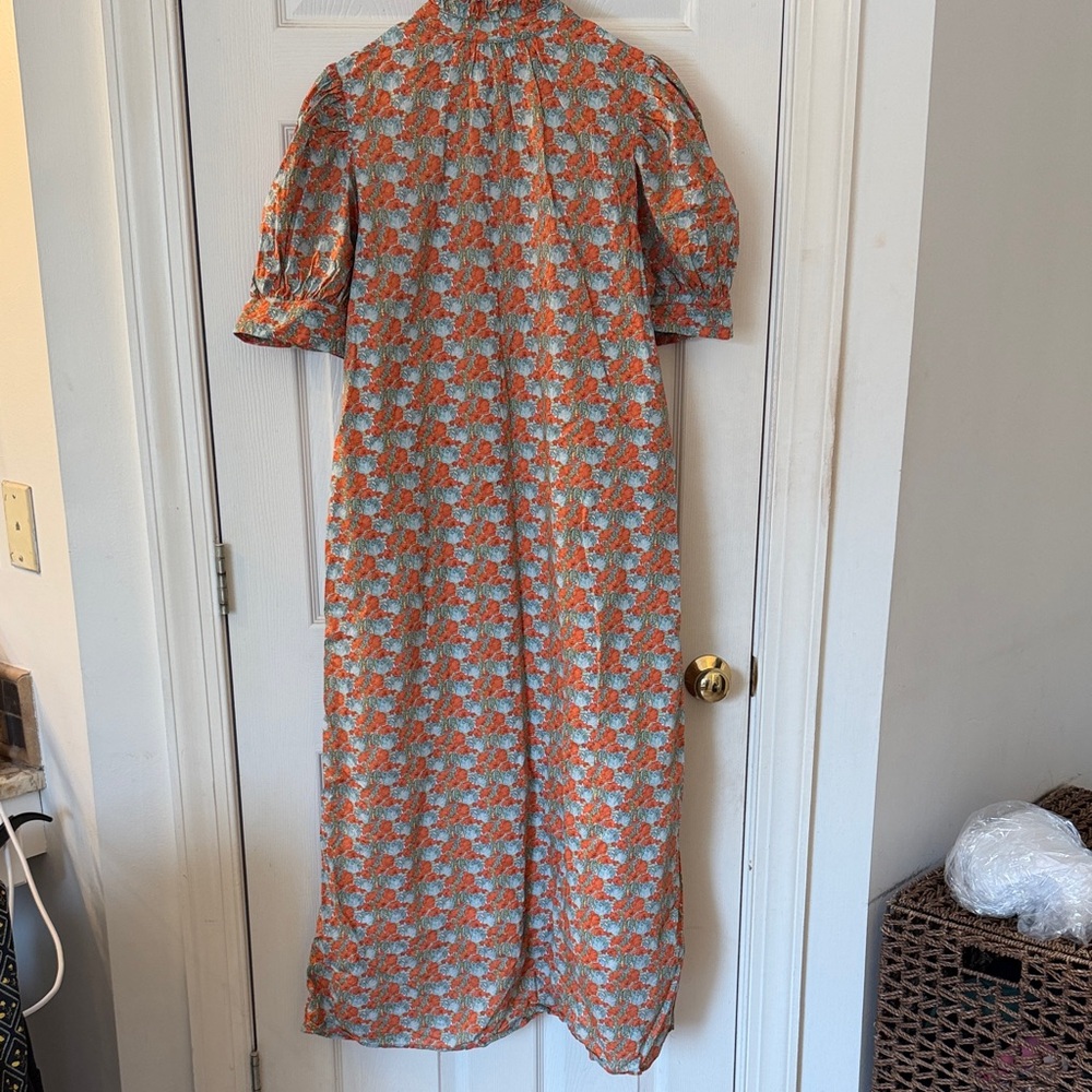 Tuckernuck Floral Maxi Shirtdress in Orange and Light Blue - Picture 4 of 4